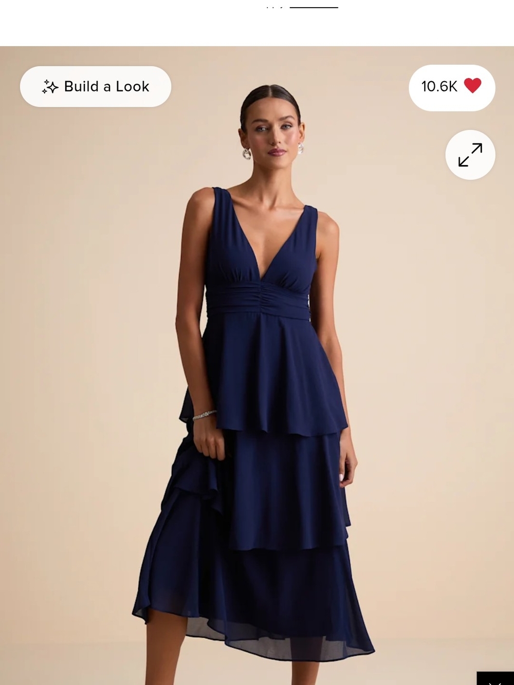 Lulu's Navy V-Neck Tiered High-Low Dress